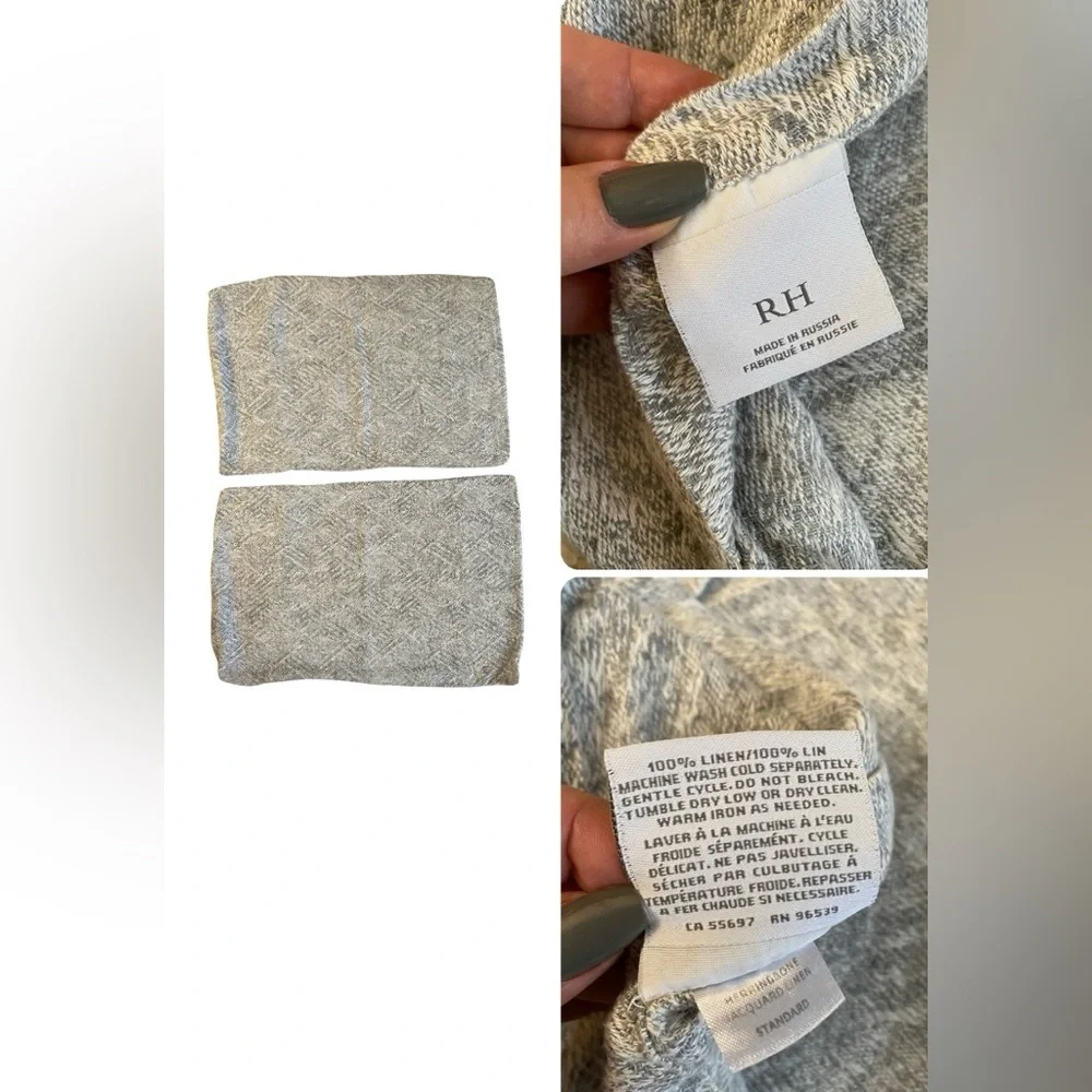 Restoration Hardware Herringbone Jacquard Linen Standard LOUNGER Sham Mist $269